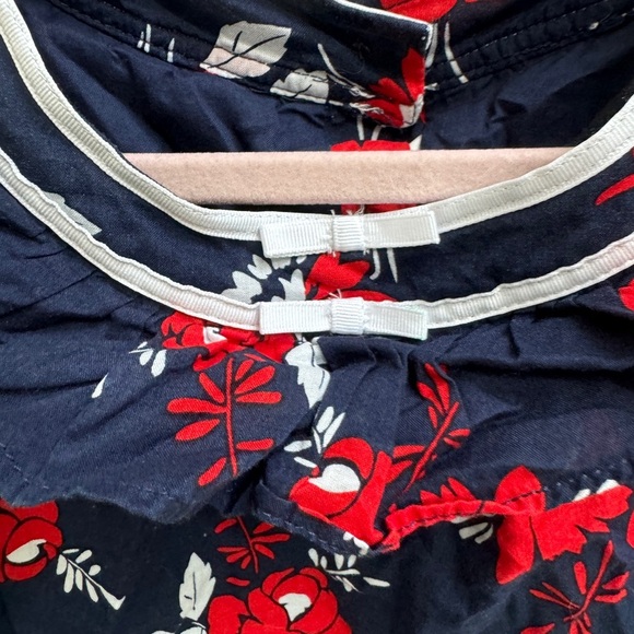 Janie & Jack 2T Blue Red & White Floral Girls Short Sleeve Blouse Top - Picture 2 of 5